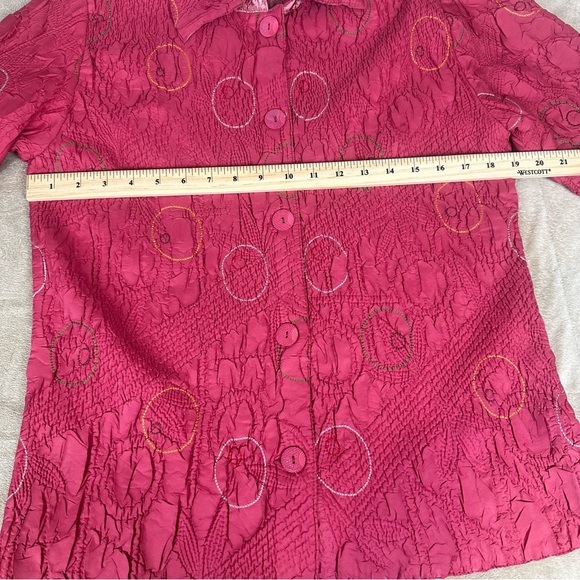 VTG DB Sport Crinkle Shacket Blazer Wms L Glitter Buttons‎ Satin Lined Geometric - Picture 2 of 10